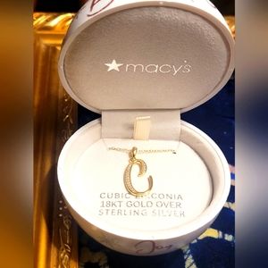 Macys 18kt Gold over Sterling Silver Necklace with initial C.